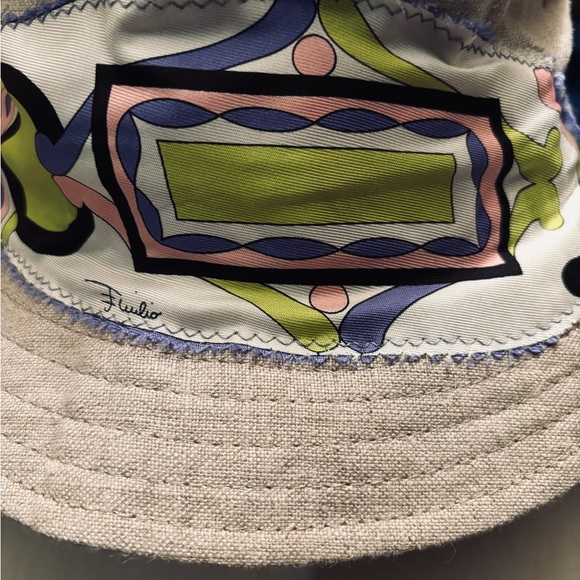 SALE Custom Unisex RESPOKE EMILIO PUCCI Bucket Hat . Pucci Silk Trim Irish Linen - Picture 2 of 15